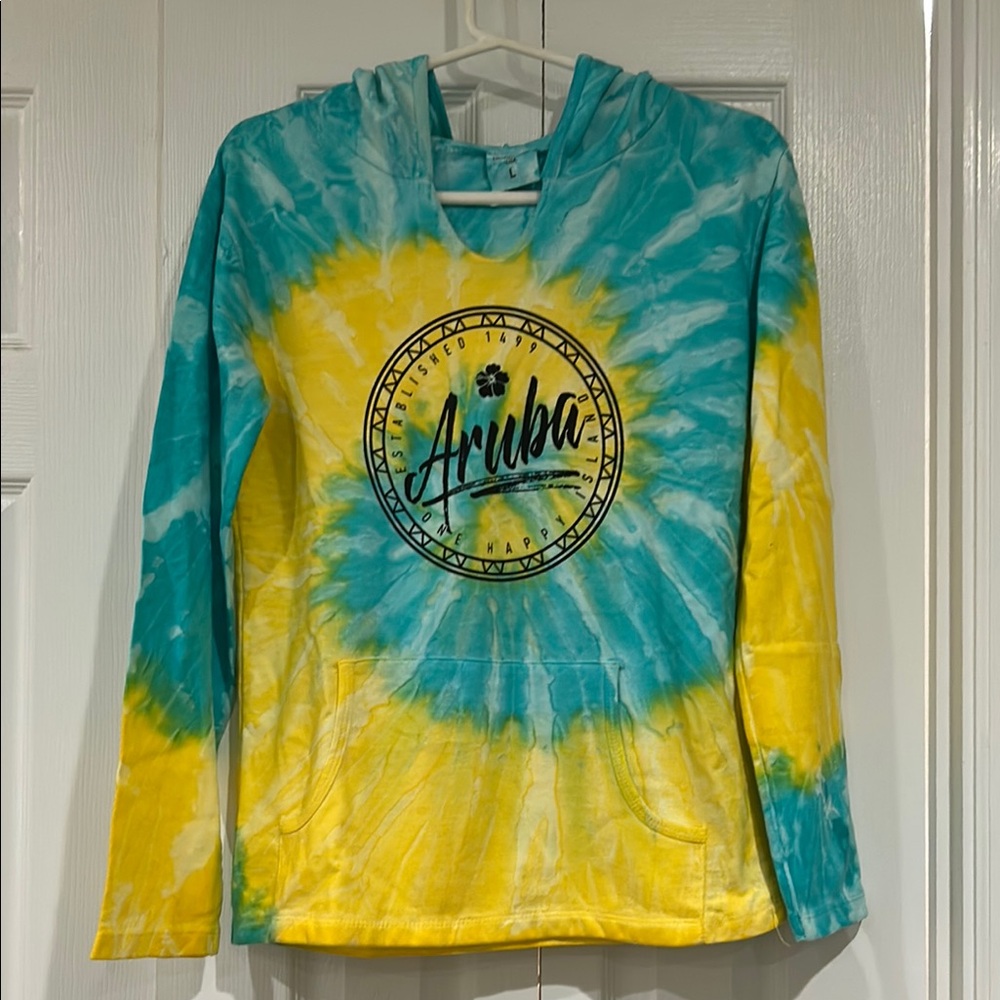 Aruba Tie-Dye Kids Hoodie - Blue and Yellow